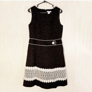 Alexandra Bartlett Black Sleeveless Fully Lined Embroidered Shell Dress, Size 10